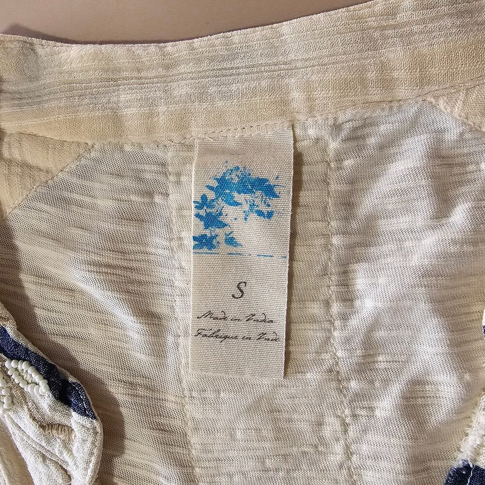 EUC Anthropologie C. Keer Spry Boundary Top Beaded Cotton Button Down Shirt S - Picture 10 of 10